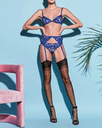 Bild in den Galerie-Viewer laden, Brooklyn Private Set aus Netzstoff und Spitze – Blau

