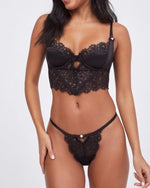 Bild in den Galerie-Viewer laden, Isla Spitzen- und Satin-Bustier-Privatset - Schwarz
