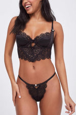 Bild in den Galerie-Viewer laden, Isabela Bustier-BH aus Spitze - Schwarz
